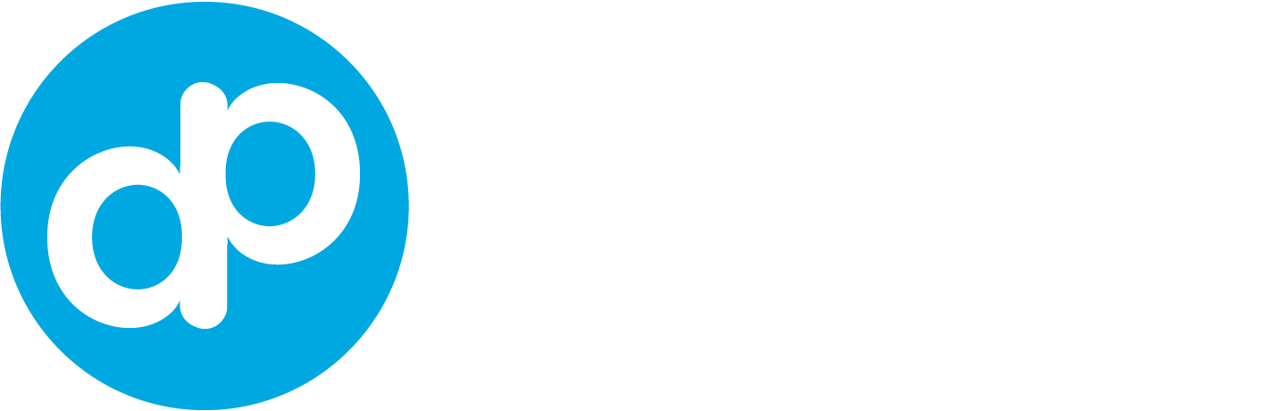 dp logo horizontal color logo white text high res